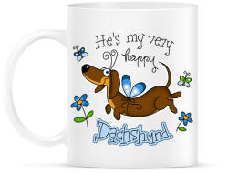 printfashion He's very happy dachshund - Bögre - Fehér (13434424)