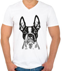 printfashion boston terrier - Férfi V-nyakú póló - Fehér (15202858)