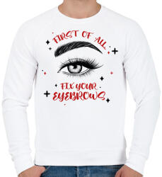 printfashion Fix your eyebrows - Férfi pulóver - Fehér (8467983)