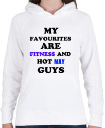 printfashion A kedvenceim a fitnessz és a jó májusi születésű pasik - Női kapucnis pulóver - Fehér (1401813)