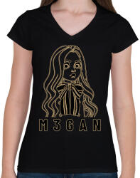 printfashion M3gan - Női V-nyakú póló - Fekete (13160081)