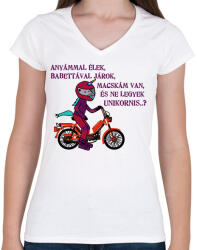 printfashion babettaunikornissz - Női V-nyakú póló - Fehér (2892082)