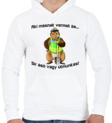printfashion aki másnak vermet ás. . . - Férfi kapucnis pulóver - Fehér (2088220)