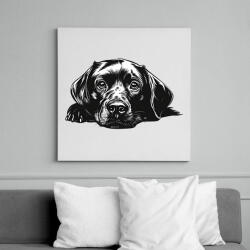 printfashion Husky Sziluett - Vászonkép - Fehér (16725890)