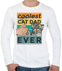 printfashion Coolest Cat Dad Ever - Férfi hosszú ujjú póló - Fehér (4173162)