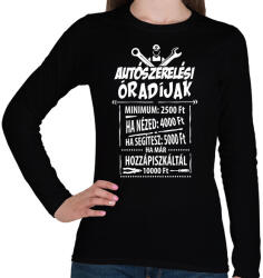 printfashion Autószerelő óradíjak - Női hosszú ujjú póló - Fekete (1215613)