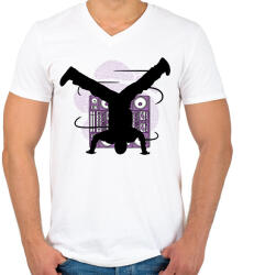 printfashion Break tánc - Férfi V-nyakú póló - Fehér (6383052)