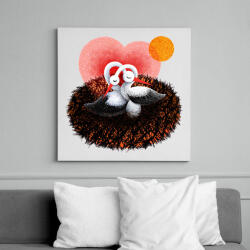 printfashion Gólya család - Vászonkép - Fehér (6640778)