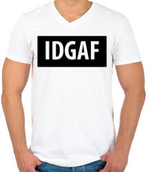 printfashion I Dont Give A Fuck logó - Férfi V-nyakú póló - Fehér (1601682)
