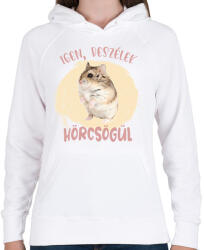 printfashion Igen, beszélek hörcsögül - Női kapucnis pulóver - Fehér (7096604)