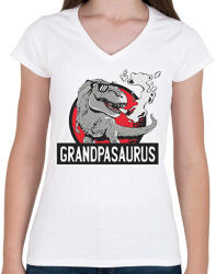printfashion Papa szaurusz grandpasaurus - Női V-nyakú póló - Fehér (11117685)
