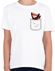 printfashion Vörös panda zsebben - Gyerek póló - Fehér (13328485)