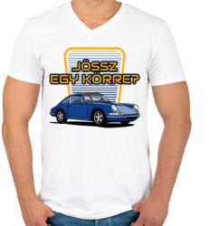 printfashion Porsche - Férfi V-nyakú póló - Fehér (10363208)
