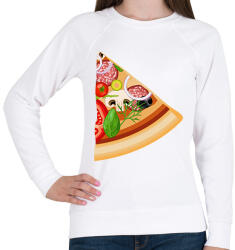 printfashion Pizza son - Női pulóver - Fehér (2026023)