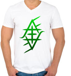 printfashion zöld jafi szimbólum - Férfi V-nyakú póló - Fehér (13379858)