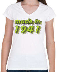 printfashion made-in-1941-green-grey - Női V-nyakú póló - Fehér (479488)