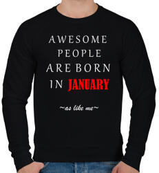 printfashion A legkúlabb emberek januárban születnek - úgy mint én - Férfi pulóver - Fekete (1368657)