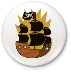printfashion Kalóz hajó - Kitűző, hűtőmágnes - Fehér (11910646)