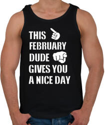 printfashion Ez a februári csávó szép napot kíván neked - Férfi atléta - Fekete (1372315)