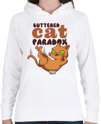 printfashion A vajazott macska paradoxon - Női kapucnis pulóver - Fehér (4302057)