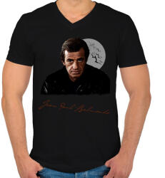 printfashion Jean-Paul Belmondo - Férfi V-nyakú póló - Fekete (5333095)
