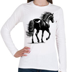 printfashion Ló rajz - Női hosszú ujjú póló - Fehér (16691269)