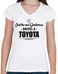 printfashion Just the real Gentleman - Toyota - Női V-nyakú póló - Fehér (4452605)