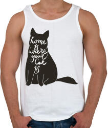 printfashion Az otthon ott van ahol a macskád - Férfi atléta - Fehér (5262917)
