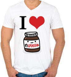 printfashion I love nutella - Férfi V-nyakú póló - Fehér (1081692)