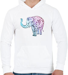 printfashion Kék virágos elefánt - Férfi kapucnis pulóver - Fehér (415115)