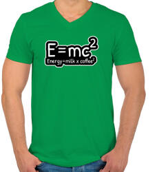 printfashion E=mc2 - Férfi V-nyakú póló - Zöld (4212233)