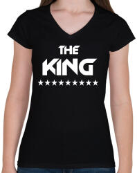 printfashion The King - Női V-nyakú póló - Fekete (540913)