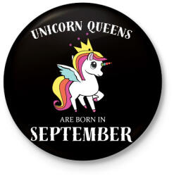 printfashion Unikornis királynők szeptemberben születnek - Kitűző, hűtőmágnes - Fekete (3092690)
