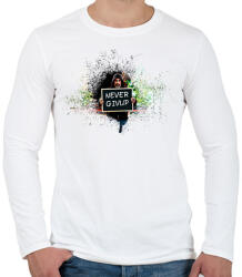 printfashion NEVER GIVEUP - Férfi hosszú ujjú póló - Fehér (1685816)