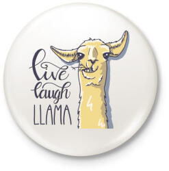 printfashion Élj, nevess, LLAMA - Kitűző, hűtőmágnes - Fehér (3080802)