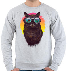 printfashion Búvár macska - Férfi pulóver - Sport szürke (42992)