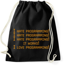 printfashion I hate programming! - Sportzsák, Tornazsák - Fekete (7240278)