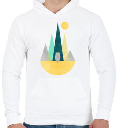printfashion Bagoly és hegyek - Férfi kapucnis pulóver - Fehér (5235733)