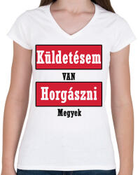 printfashion Küldetés! - Női V-nyakú póló - Fehér (2462297)