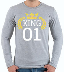 printfashion King póló - KING 01 - Férfi hosszú ujjú póló - Sport szürke (922274)