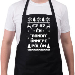 printfashion Ez az én ronda ünnepi pólóm karácsonyi póló - Kötény - Fekete (9387498)