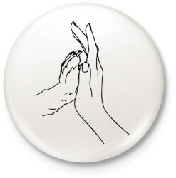 printfashion Human Hand and Dog's Paw - Kitűző, hűtőmágnes - Fehér (15273363)