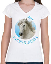 printfashion Lovas szív - Lipicai - Női V-nyakú póló - Fehér (7193153)
