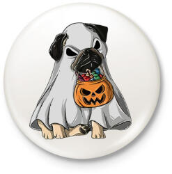 printfashion Halloween mops - Kitűző, hűtőmágnes - Fehér (3081844)