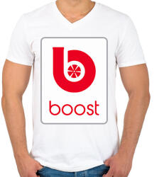 printfashion BOOST - Férfi V-nyakú póló - Fehér (1702700)