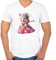 printfashion lakshmi08 - Férfi V-nyakú póló - Fehér (15903698)
