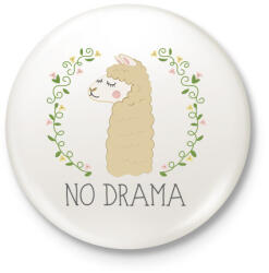 printfashion No Drama Lama - Kitűző, hűtőmágnes - Fehér (3079123)