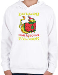 printfashion Boldog Karácsonyi falások - Gyerek kapucnis pulóver - Fehér (4123640)
