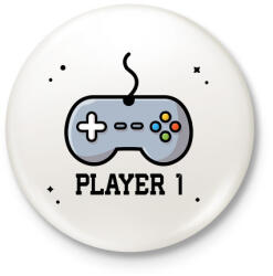 printfashion Player 1 páros póló - Kitűző, hűtőmágnes - Fehér (3083632)