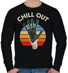 printfashion CHILL OUT - Nyugodj meg - vicces feliratos minta - Férfi pulóver - Fekete (12023636)